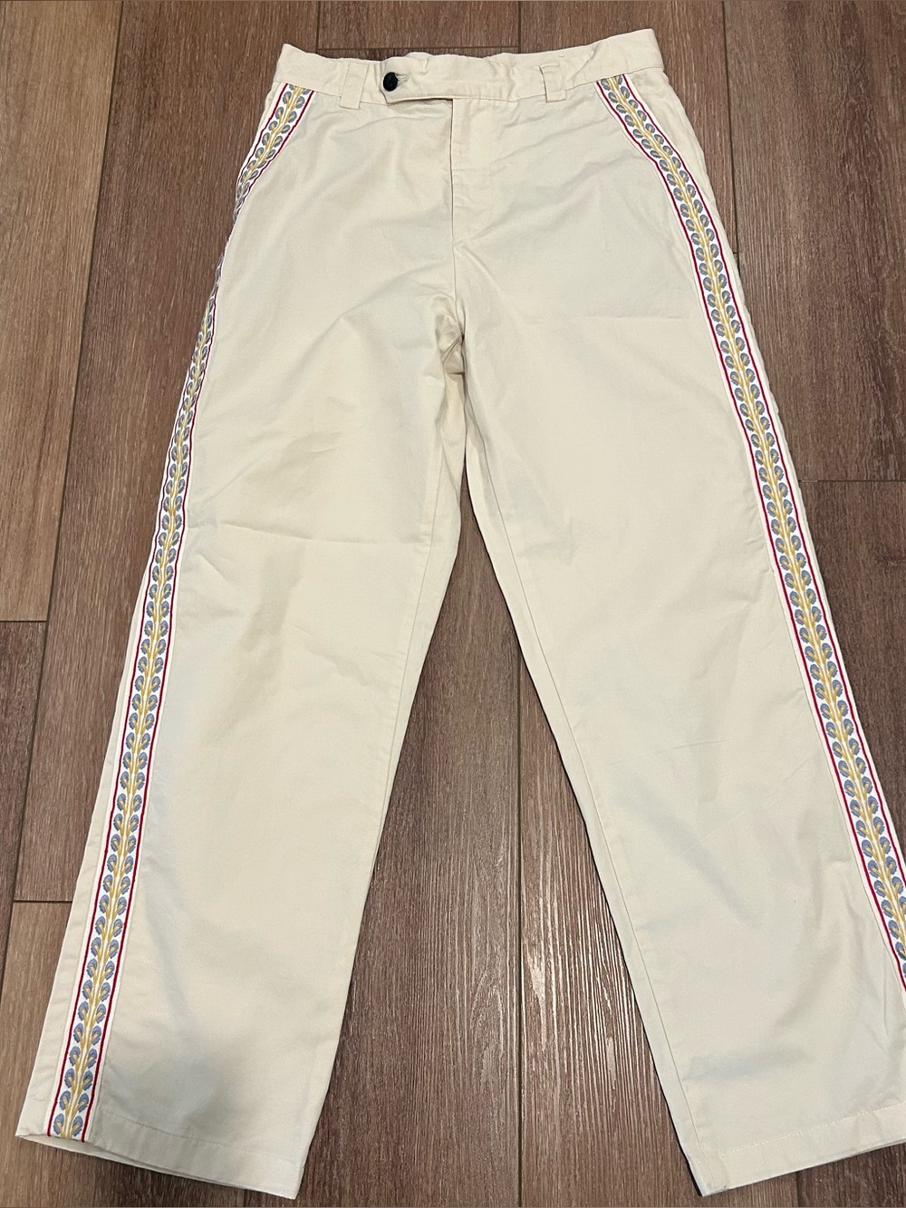Zara Cream Side-Stripe 100% Cotton Pants